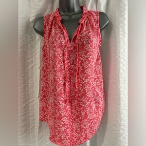 LOFT Red Floral Sleeveless Blouse